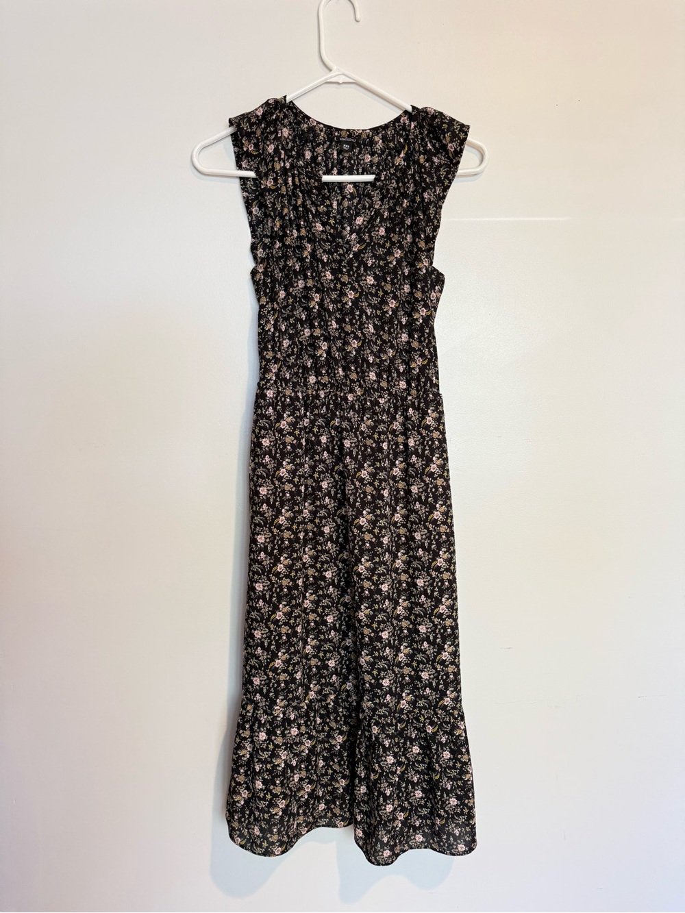 J. Crew Black Maxi Dress with Pink Floral Print
